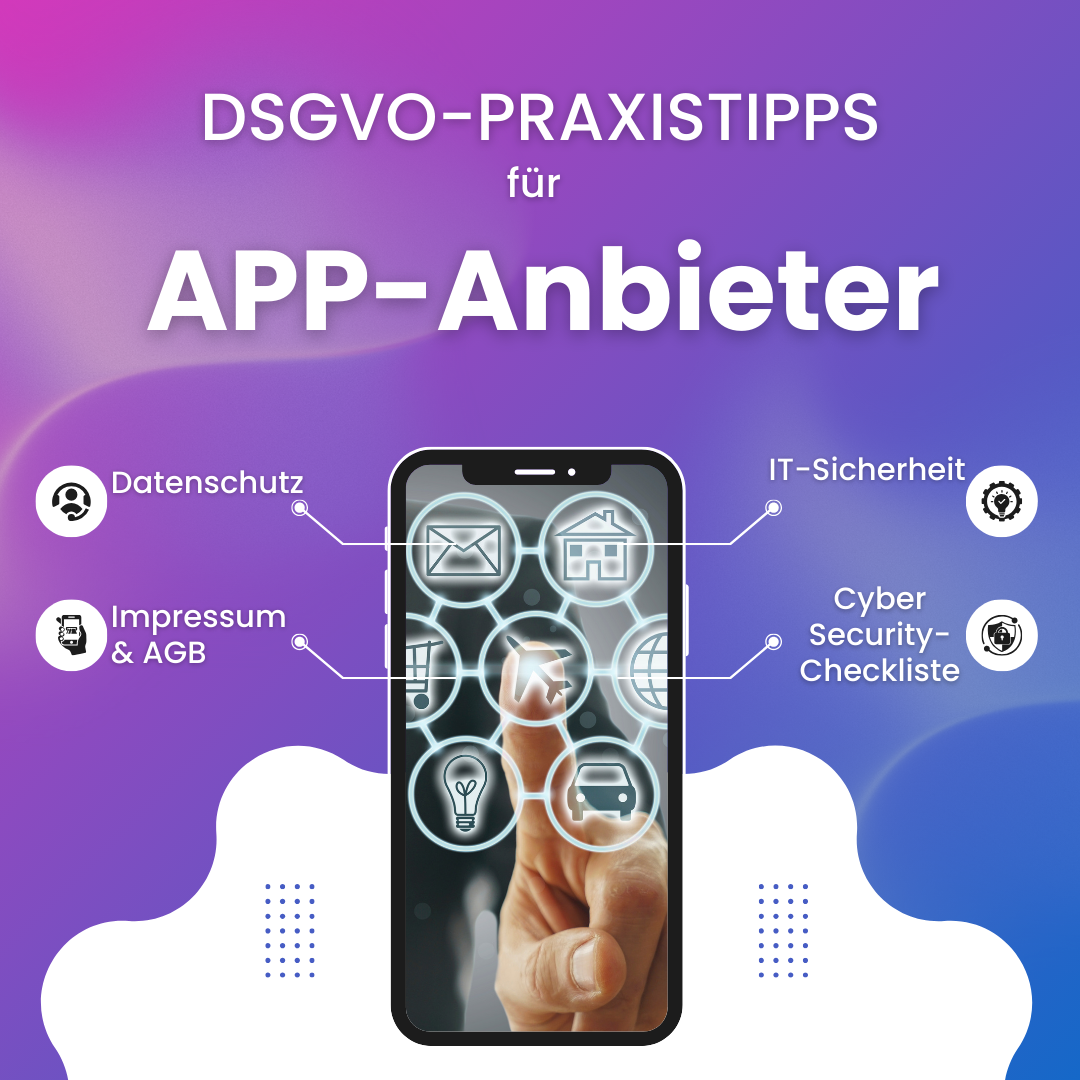 Abbildung eines Smartphones mit geöffnete Apps zur Darstellung des Themas Datenschutz für App-Anbieter